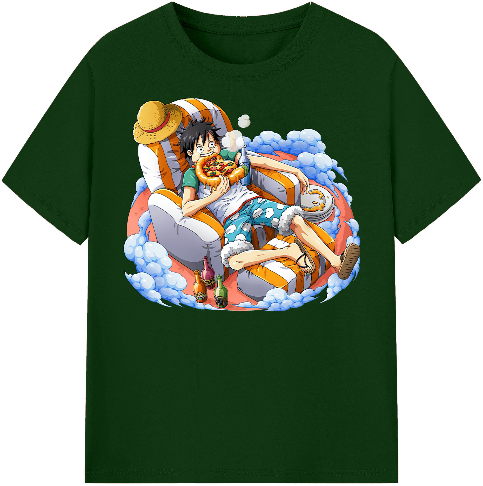 ワンピース モンキー・D・ルフィ ONE PIECE Monkey D. Luffy 綿100％半袖Tシャツ（フロントプリント）